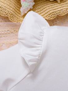 SHEIN Tween Girl Vacation Casual Cartoon Mermaid Print T-Shirt - White - View 3