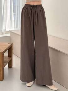 Dazy Designer 女士腰部抽绳设计大口袋裤子