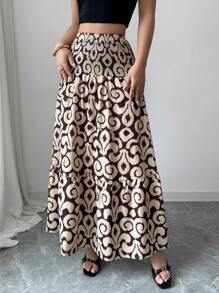 Selianne Women's Bohemian Geometric Print High Waisted A-Line Skirt Fall Cloth For Women - Multicolor - View 6
