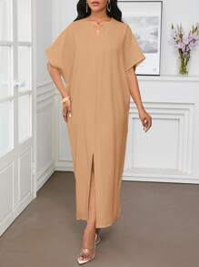 SHEIN Lady Spring And Summer Casual Elegant Work Small Size Short Sleeves Kaftan Dress Abayas Tunic Dress Women Dresses
