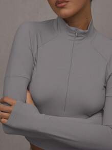 Musera Sport Half Zip Long Sleeve Top Casual Summer, Padel, Tennis, Pickleball - Grey - View 5