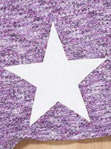 SHEIN Tween Girls Casual Star Applique Short Sleeve T-Shirt, Spring/Summer