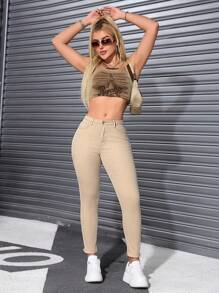 SHEIN Essnce 休闲纯色修身牛仔裤