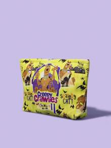 SCOOBY-DOO X SHEIN 1pc Dog Pattern Corduroy Zipper Makeup Bag, Lightweight Multi-Functional Lined Cosmetic Storage Pouch - Multicolor - View 3