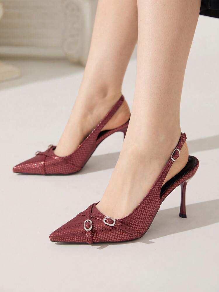 CUCCOO CHICEST Women's Pointed Toe Metal Decor Casual High Heel Pumps