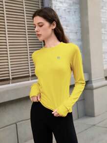 In My Nature Women's Forest Print Drawstring Side Long Sleeve Outdoor T-Shirt Hiking Women Clothes - Yellow - View 5