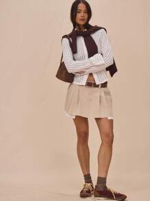 MUSERA Textured Button Through Collared Fitted Long Sleeve Extreme Cuff Shirt Spring  Cute Book Shop Holiday Fall Back To School Autumn