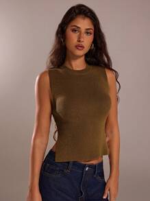 Forever 21 Áo vest hở lưng gợi cảm không tay mùa hè mới cho nữ, phong cách đường phố - màu nâu - Xem 7