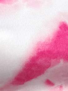 SHEIN SXY Hawaii Summer Bohemian Sleeveless Cropped Women Top, Asymmetric Hem Blue White Yellow Tie Dye Print T-Shirt, Spring/Summer - Hot Pink - View 6