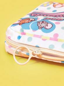 TOM & JERRY X SHEIN 1pc Cartoon Printed Cosmetic Bag, Travel Toiletry Organizer To Hold Travel Essentials And Makeup