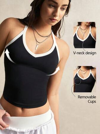 VARSITIE Women's Edged Design Casual Fitness Workout Tank Top