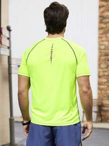 Gym Rark Camiseta deportiva de manga corta con estampado de letras y compresión para hombres - Amarillo - Ver 2