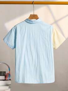 SHEIN 男童休闲时尚简约多色拼布衬衫，适合春夏日常和户外穿着 - 彩色 - 查看 2