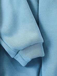 SHEIN 4-7 岁男孩保暖内衬运动套装，舒适时尚的休闲运动服，适合节日、生日、派对、日常穿着、秋季、春季、冬季、家居服，包含长袖夹克和裤子套装 男童运动服男童慢跑套装男童慢跑套装男童运动服男童运动服 - 水鴨藍 - 查看 5