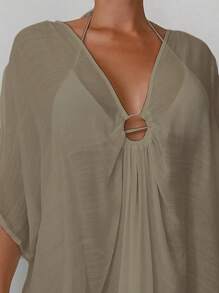 Swim Vcay Women's Loose Casual Elegant Batwing Sleeve Keyhole Connection Dress For Summer Beach Vacation