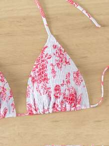 SHEIN Swim Printed Random Neck Halter Neck Swimwear Top, Simple & Fashionable, Suitable For Summer - Multicolor - View 4