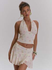 MUSERA 碎花吊带雪纺上衣，春季田园风，少女优雅，毕业季、假期、圣诞节等场合皆宜，可爱又时尚。 - 彩色 - 查看 1