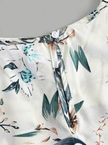 SHEIN SLAYR KIDS 2pcs Tween Girls Casual Floral Print Crew Neck Sleeveless Shirt And Shorts Set - Green - View 4