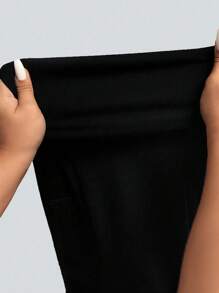 Flexra Plus Size Solid Color Stretchy Knit Skinny Jeans, Minimalist & Fashion, Everyday Wear