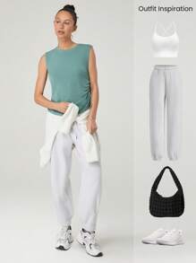 GLOWMODE Modal Silky Smooth Adjustable Drawstring Side Tank Top Daily Casual Wear - Kale Krush - View 6