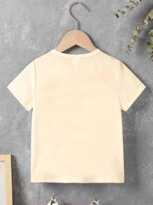Easter Young Boy Casual Fashionable Creative Holiday Style Cartoon Cute Bunny & Easter Eggs Print Basic Short Sleeve T-Shirt - Beige - View 2