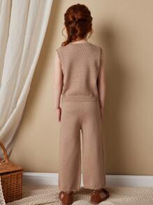 Blossori Young Girls Mint Green Co-Ord Set, Nature Inspired, Spring/Summer - Khaki - View 2