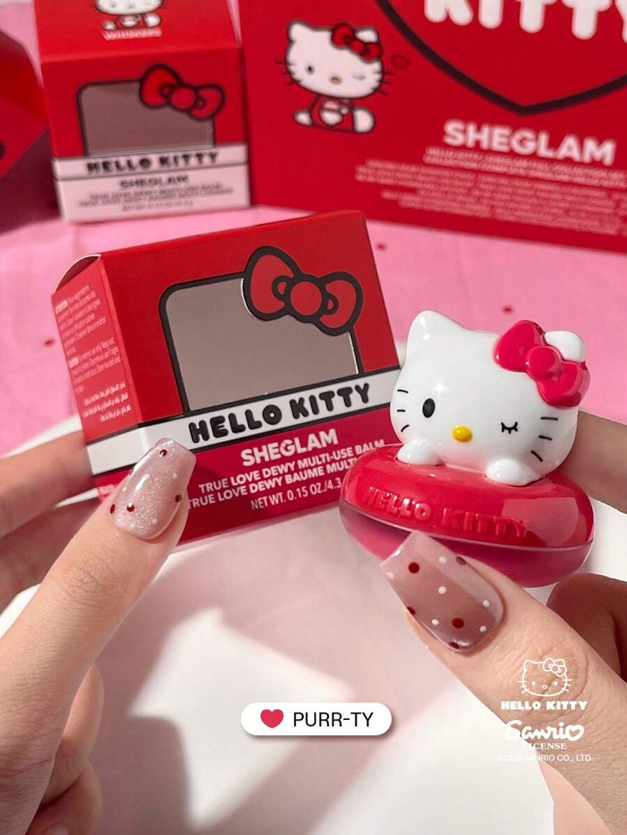 Hello Kitty｜SHEGLAM True Love Dewy Multi-Use Balm-Purr-Ty Rare Brand Beauty Makeup Face Paint Cosmetic For Women Girls Perfect For Spring Summer Ideal For Y2K Fancy Fashion Suitable For Birthday Mother'S Day Gift Rave Festival Party Ready Best Color - Purr - View 1