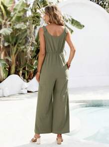 EMERY ROSE 女士纯色无袖圆领连体裤