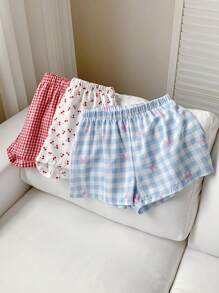 Comfortcana 3PCS Graphic Multi-Color Woven Wide Leg Shorts For Women - Multicolor - View 5