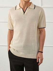 RueChic Polo en tricot uni décontracté pour homme