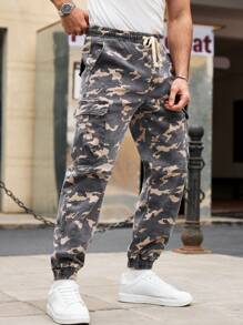 Manfinity Homme Jeans holgados de camuflaje con pierna entallada para hombres