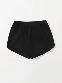SHEIN PETITE CURVE Short simple en couleur unie style mode grande taille, convient pour l'été