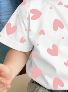 SHEIN 女婴休闲简约短袖圆领衬衫，适合夏季