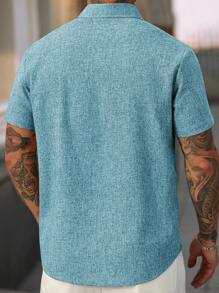 Manfinity Homme Manfinity CasualCool Men's Linen Striped Short-Sleeved Shirt For Daily Commute In Summer