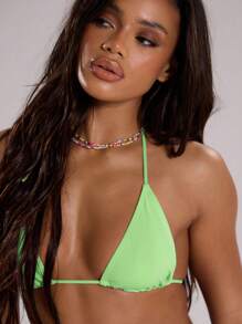 Musera Resort Mini Triangle Bikini Top Beach Vacation Summer, Holiday, Beachwear Cute Swim Sexy - Mint Green - View 1