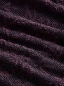 SHEIN MOD 女士深紫色蕾丝提花喇叭袖短款针织连衣裙，新年女装 - 紫色 - 查看 4