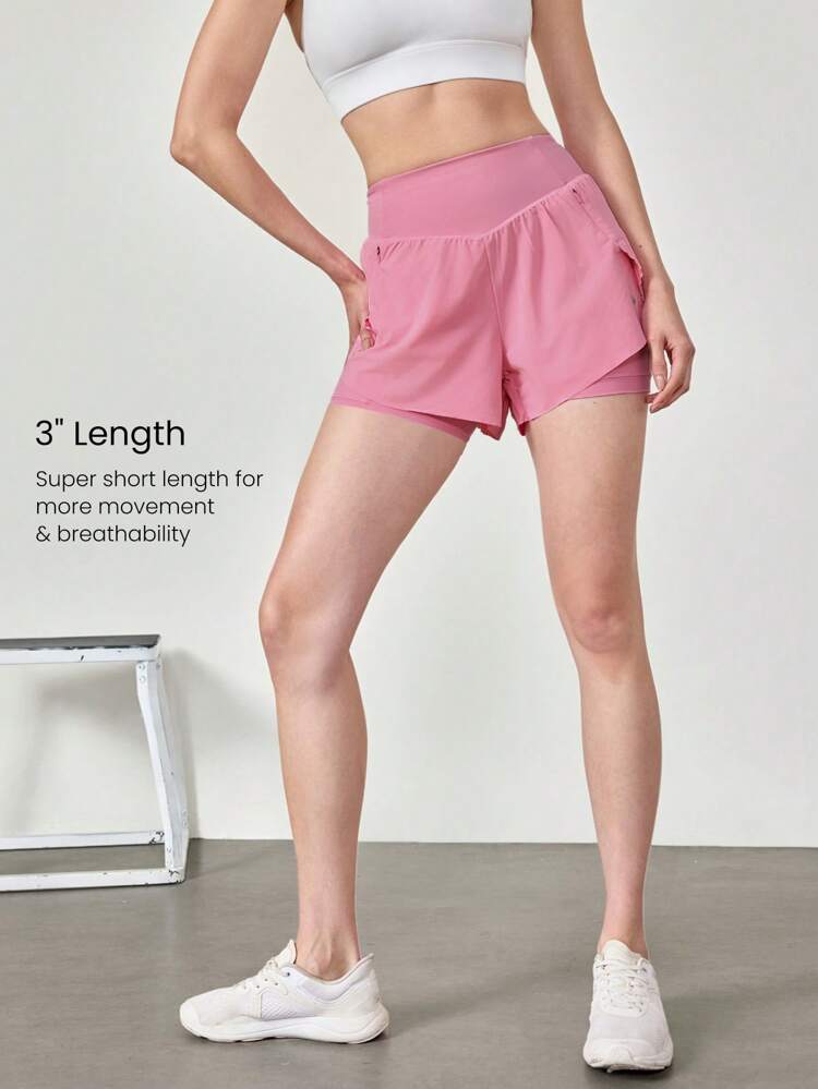 3" VitalSwift Speedwork Quick-Dry Wysoki stan Plisowana spódnica do biegania Spodenki z bocznymi kieszeniami na zamek Wbudowane spodenki Średnio intensywny bieg Jogging Trening Siłownia