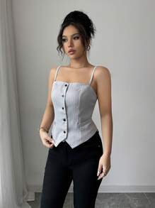 Chiquease Women Striped Casual Top - Grey - View 5