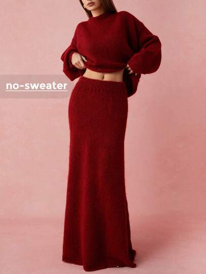 Enchnt 1 件纯色毛衣裙，简约，时尚，休闲，日常穿着