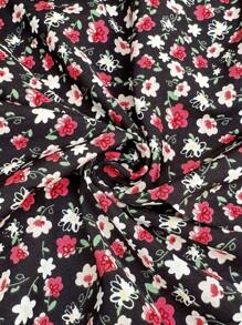 SHEIN 孕妇碎花荷叶边短袖褶皱腰时尚衬衫，适合旅行 - 彩色 - 查看 7