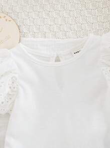 新生女宝宝针织可爱白色短袖连体衣，休闲夏季装