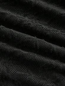 SHEIN MOD Vrouwen Zwarte Kant Jacquard Flare Mouw Korte Breijurk, Nieuwjaars Vrouwenjurk