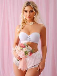 Wedding Strapless Non-Slip Non-Falling Invisible Backless Minimizer Bra, Lift And Enhance Small Bust, One Piece - White - View 5