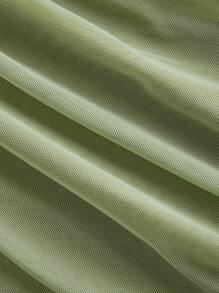 SHEIN MOD 透明双层透视紧身绿色迷你裙，夏季简约时尚