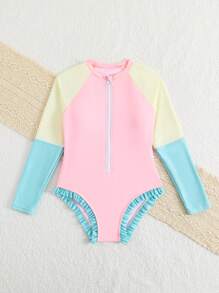 Tween Girls One-Pieces女童(大)一件式泳衣
粉色黄色蓝色一件式拉链易穿儿童连体泳衣时尚休闲精致华丽淑女适合游泳适合度假适合夏季 - Multicolor - View 6