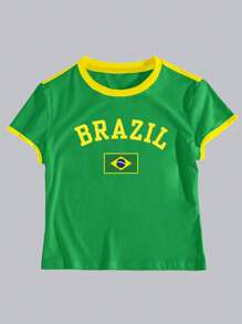 Glimmora 2 件女式拼色巴西字母和图形印花短袖 T 恤 - 彩色 - 查看 3