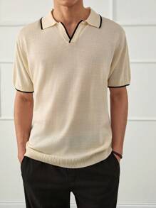 RueChic Polo en tricot uni décontracté pour homme