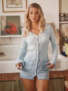 SHEIN Swim Mod Light Blue Elegant Cover Up For Women - Baby Blue - View 1