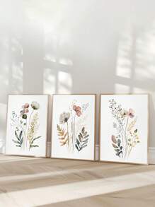 3 套水彩海报、花卉设计画、植物插图艺术版画、自然风格艺术帆布印刷壁画、优雅花卉画、柔和粉彩色系家居装饰、墙壁艺术、房间美学、海报、理想礼物，适用于客厅、卧室、浴室、办公室、咖啡厅 - 彩色 - 查看 13