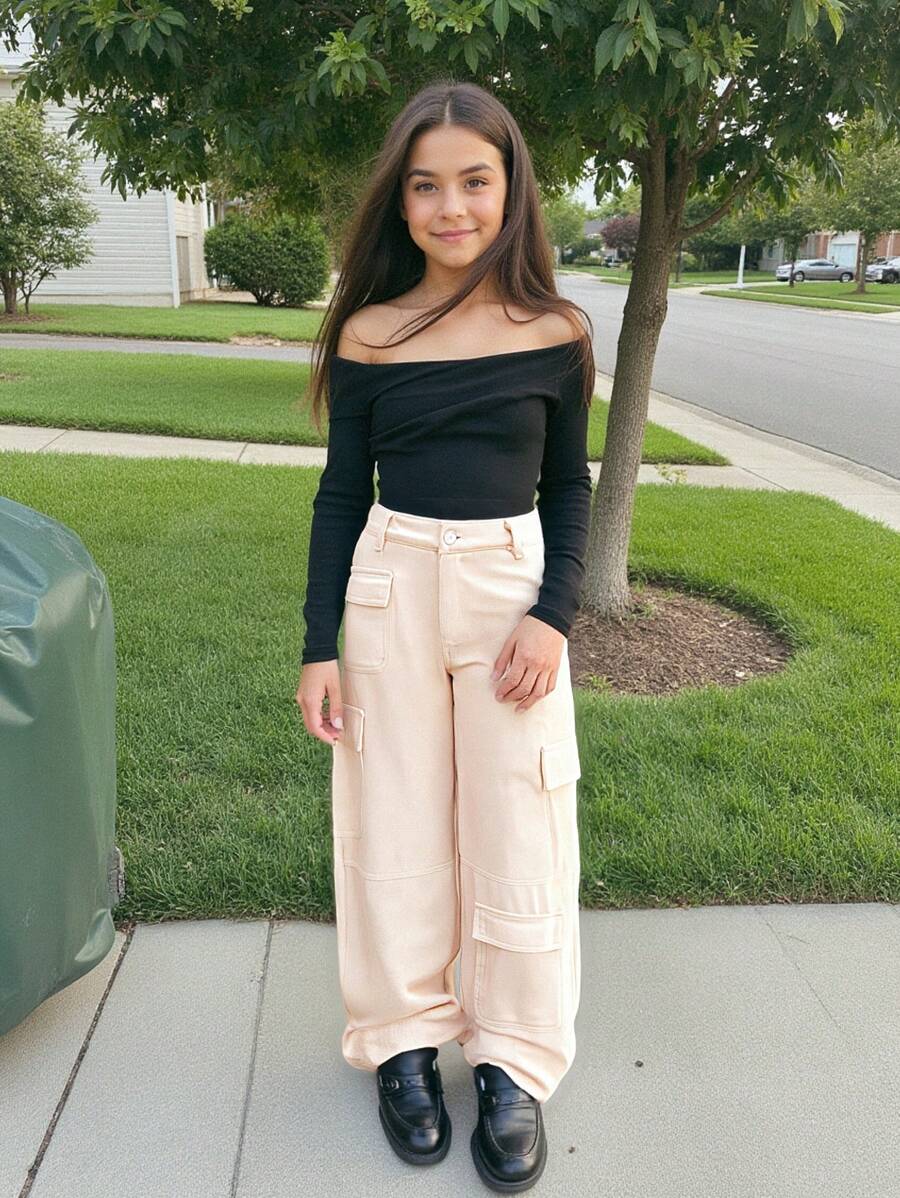 Tween-Mädchen Personalisierte Vacation Street Lässig Stretchy Denim Lange Hosen, Dünne Frühling/Herbst